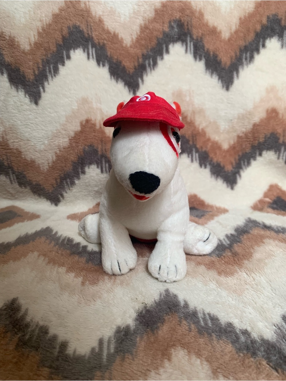 Target Bullseye Dog Plush Red Visor Red Swim trunks Stuffed Toy